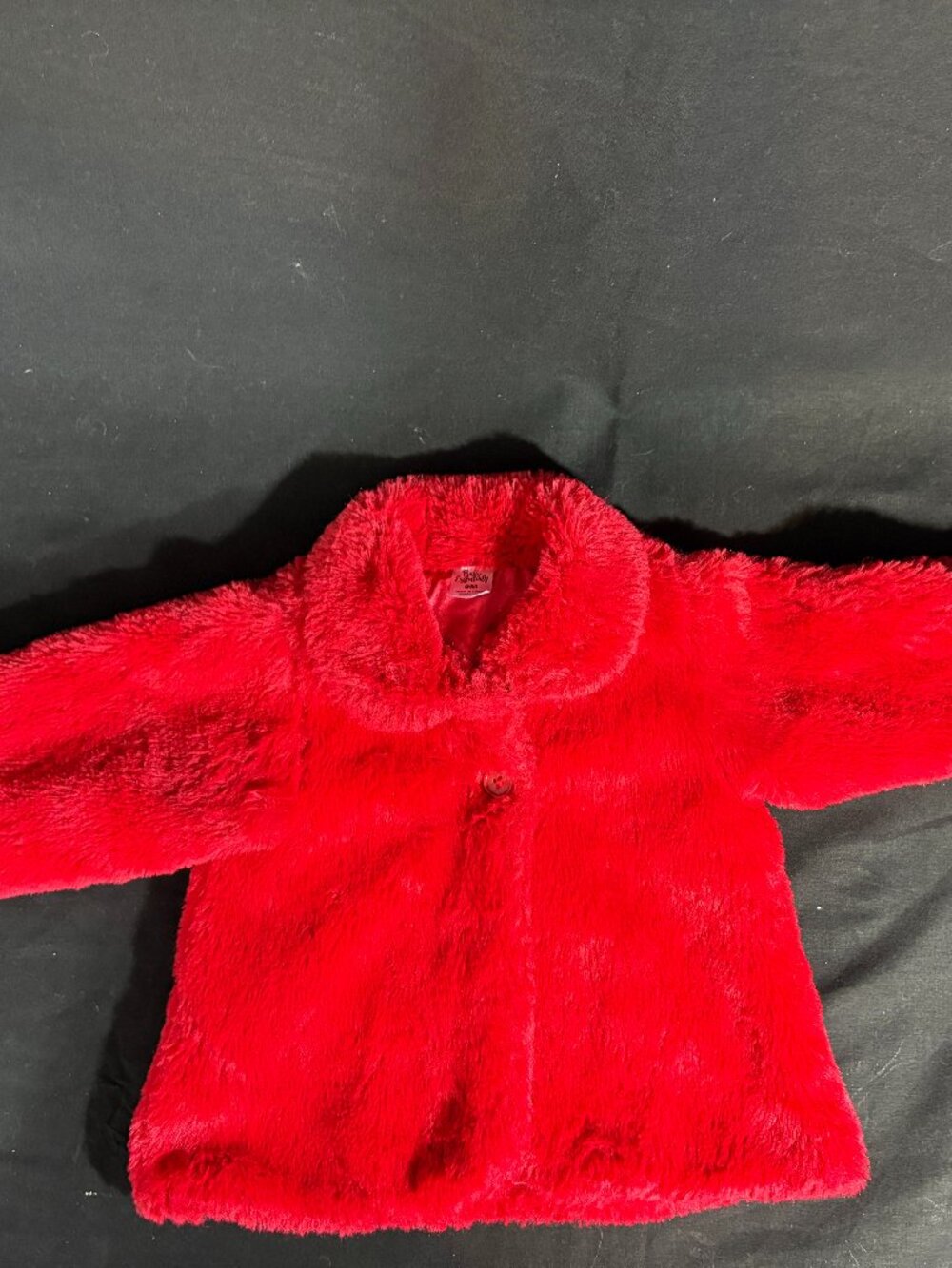 Baby Essentials Red Faux Fur Coat Jacket Infant Girl Size 9M Holiday